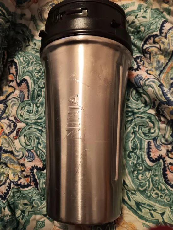 Ninja Stainless Steel Blender 24 Oz Portable Tumbler To Go Lid Travel Pre-owned - Picture 2 of 3